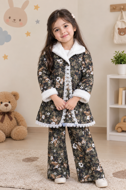 Girls’ Woodland Floral Jacket & Trouser Set